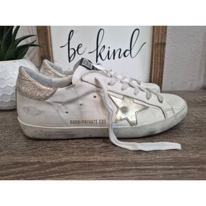 Golden Goose White Sneakers with Gold Star